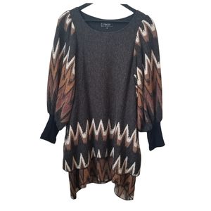 Minkas women's tribal print boho balloon sleeve tunic